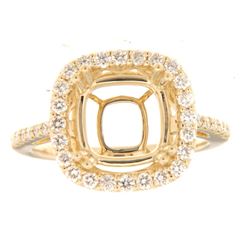 Genuine 14K Yellow Gold 0.6CTW Diamond Semi Mount Ring - REF-102M3F