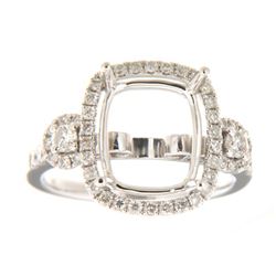 Genuine 14K White Gold 0.64CTW Diamond Semi Mount Ring - REF-84Y2Z