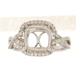 Genuine 14K White Gold 0.38CTW Diamond Semi Mount Ring - REF-69F6N