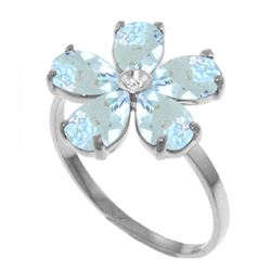 2.22 ctw Aquamarine & Diamond Ring Jewelry 14KT White Gold