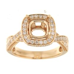 Genuine 14K Yellow Gold 0.86CTW Diamond Semi Mount Ring - REF-113Z8T