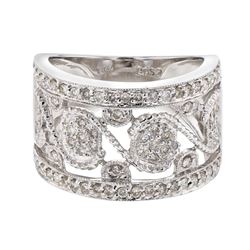 Genuine 14K White Gold 0.52CTW Diamond Fashion Ring - REF-64Z3T