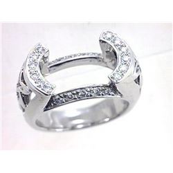 Genuine 18K White Gold 0.38CTW Diamond Semi Mount Ring - REF-166K7R