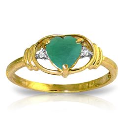 1.01 ctw Emerald & Diamond Ring Jewelry 14KT Yellow Gold