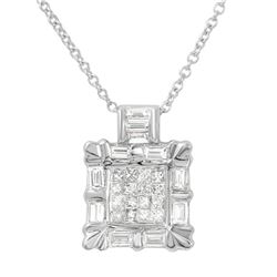 Genuine 1 TCW 14K White Gold Ladies Necklace - REF-106R2H