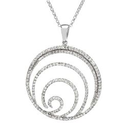 Genuine 0.78 TCW 14K White Gold Ladies Necklace - REF-90G3M