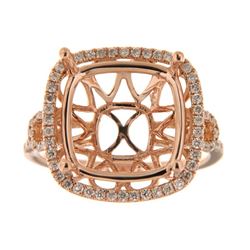 Genuine 14K Rose Gold 0.43CTW Diamond Semi Mount Ring - REF-70G3M