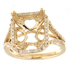 Genuine 14K Yellow Gold 0.44CTW Diamond Semi Mount Ring - REF-82H6W