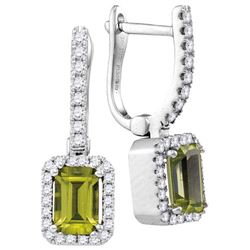 0.30CT Diamond and 0.50CT Peridot Anniversary 14KT Earrings White Gold