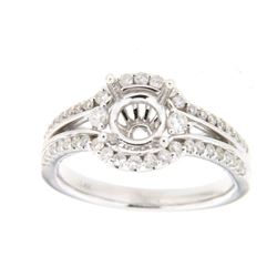 Genuine 14K White Gold 0.51CTW Diamond Semi Mount Ring - REF-85G6M