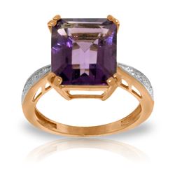 5.62 ctw Amethyst & Diamond Ring Jewelry 14KT Rose Gold