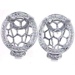 Genuine 14KWhite Gold 0.68CTW Diamond Semi-Mount Earrings - REF-138F2N