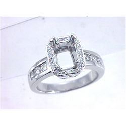 Genuine 18K White Gold 0.61CTW Diamond Semi Mount Ring - REF-124T6K
