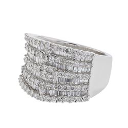 Genuine 18K WhiteGold 1.87CTW Baguette Cocktail Ring - REF-256F2N