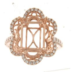 Genuine 14K Rose Gold 0.53CTW Diamond Semi Mount Ring - REF-77A2X