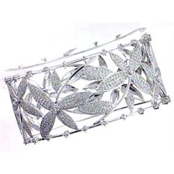 Genuine 14K White Gold 3.46CTW Diamond Bangle - REF-493W3G