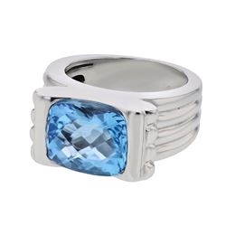 Genuine 14K White Gold 7.26CTW Topaz Fashion Ring - REF-80F3N