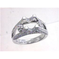 Genuine 18K White Gold 0.8CTW Diamond Semi Mount Ring - REF-146F3N