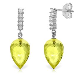 18.15 ctw Lemon Quartz & Diamond Earrings Jewelry 14KT White Gold