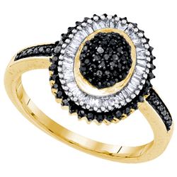 0.50CTW White and Black Diamond Anniversary 10KT Ring Yellow Gold