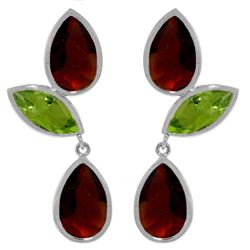 13.6 ctw Garnet & Peridot Earrings Jewelry 14KT White Gold