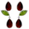 Image 1 : 13.6 ctw Garnet & Peridot Earrings Jewelry 14KT White Gold