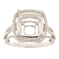 Genuine 14K White Gold 0.51CTW Diamond Semi Mount Ring - REF-87G7M