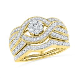 0.75CT Diamond Flower 10KT Ring Yellow Gold