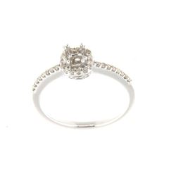 Genuine 14K White Gold 0.18CTW Diamond Semi Mount Ring - REF-39A6X