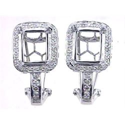 Genuine 14KWhite Gold 0.84CTW Diamond Semi-Mount Earrings - REF-109N6A