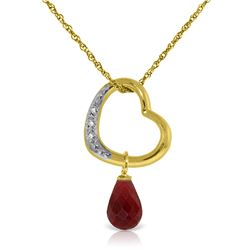 3.33 ctw Ruby & Diamond Necklace Jewelry 14KT Yellow Gold