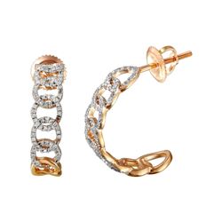 Genuine 0.29 TCW 14K Rose Gold Ladies Earring - REF-32R2H