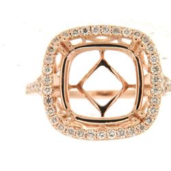 Genuine 14K Rose Gold 0.6CTW Diamond Semi Mount Ring - REF-94R3H