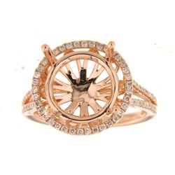 Genuine 14K Rose Gold 0.41CTW Diamond Semi Mount Ring - REF-76W8G