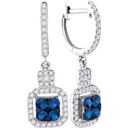 0.50CT Diamond and 0.50CT Sapphire Anniversary 14KT Earrings White Gold