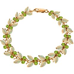 12 ctw Opal & Peridot Bracelet Jewelry 14KT Rose Gold