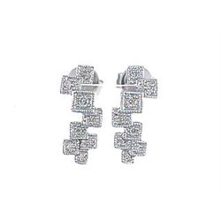 Genuine 14K White Gold 0.15CTW Diamond Earring - REF-31H4W