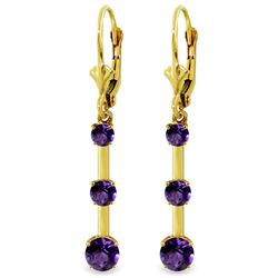 2.5 ctw Amethyst Earrings Jewelry 14KT Yellow Gold