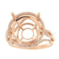 Genuine 14K Rose Gold 0.56CTW Diamond Semi Mount Ring - REF-94Z2T