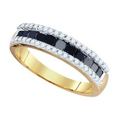 1.0CTW White and Black Diamond Anniversary 10KT Ring Yellow Gold