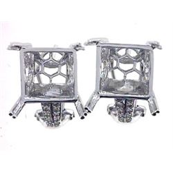 Genuine 14KWhite Gold 0.14CTW Diamond Semi-Mount Earrings - REF-69N5A