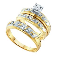 0.05CT Diamond Trio Set 10KT Ring Yellow Gold