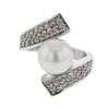Image 1 : Genuine 14K WhiteGold 7.52CTW Pearl&Diamond Cocktail Ring - REF-88X3Y