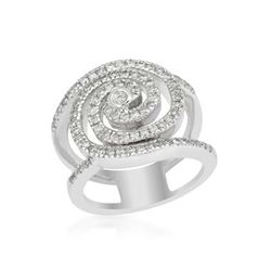 Genuine 0.76 TCW 18K White Gold Ladies Ring - REF-177T4K