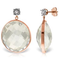 36.06 ctw White Topaz & Diamond Earrings Jewelry 14KT Rose Gold