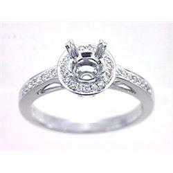 Genuine 14K White Gold 0.22CTW Diamond Semi Mount Ring - REF-44Y2Z