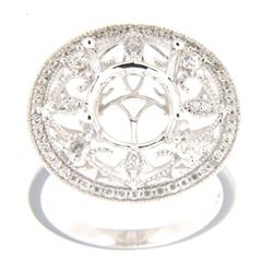Genuine 14K White Gold 0.53CTW Diamond Semi Mount Ring - REF-89R4H