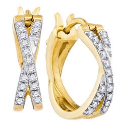 0.35CT Diamond Hoops 10KT Earrings Yellow Gold