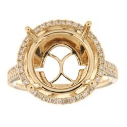 Genuine 14K Yellow Gold 0.44CTW Diamond Semi Mount Ring - REF-88Y8Z