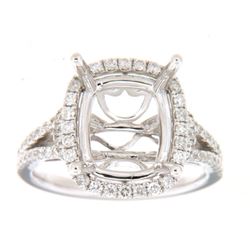 Genuine 14K White Gold 0.63CTW Diamond Semi Mount Ring - REF-91Y3Z